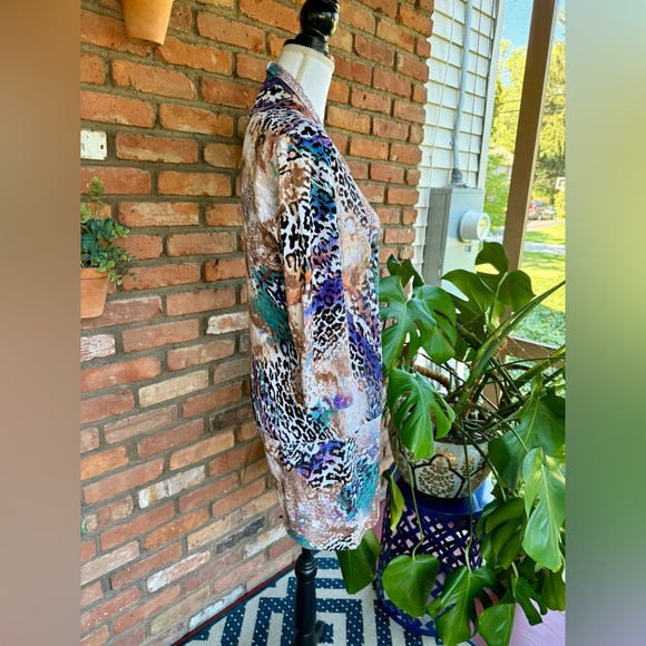 Venus Colorful Animal Print Long Open Cardigan - Picture 3 of 5